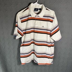 Kirra Polo Shirt Mens Size Large Short Sleeve Striped 100% Cotton